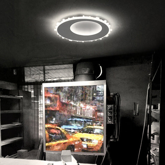 Sleek White Circle Flush Mount Led Ceiling Light Fixture - Minimalist Acrylic Design Warm