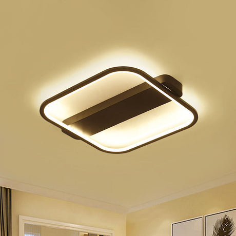 Modern Black Led Ceiling Fixture - 16.5/20.5 Minimalist Square Style Acrylic Flush Mount Lamp With 3