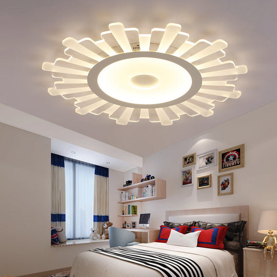 Minimalist Acrylic Sun Ceiling Light: Led Flush Mount 3 Light Options 16.5-24.5 Wide White Finish /