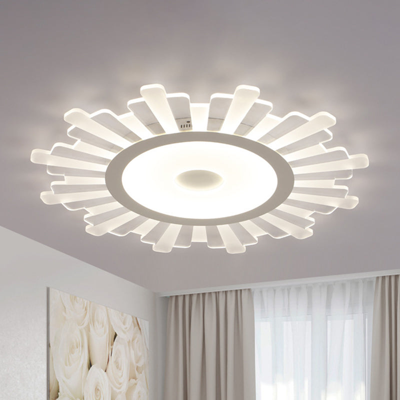 Minimalist Acrylic Sun Ceiling Light: Led Flush Mount 3 Light Options 16.5-24.5 Wide White Finish /