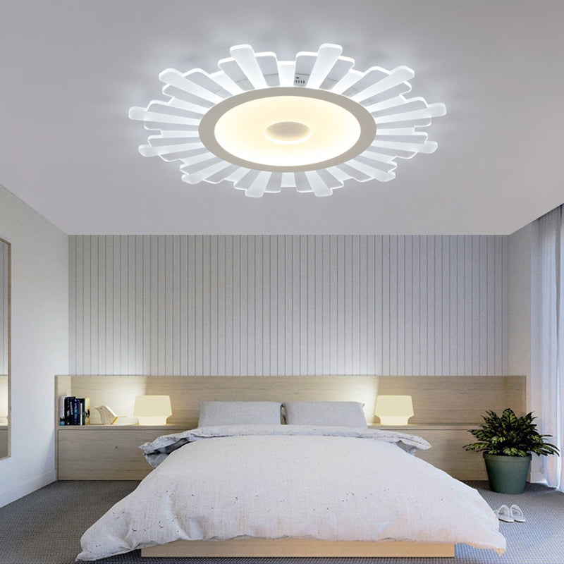 Minimalist Acrylic Sun Ceiling Light: Led Flush Mount 3 Light Options 16.5-24.5 Wide White Finish /
