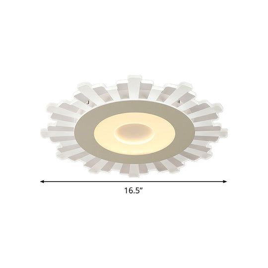 Minimalist Acrylic Sun Ceiling Light: Led Flush Mount 3 Light Options 16.5’ - 24.5’ Wide White