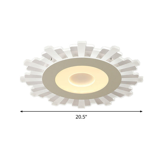 Minimalist Acrylic Sun Ceiling Light: Led Flush Mount 3 Light Options 16.5’ - 24.5’ Wide White