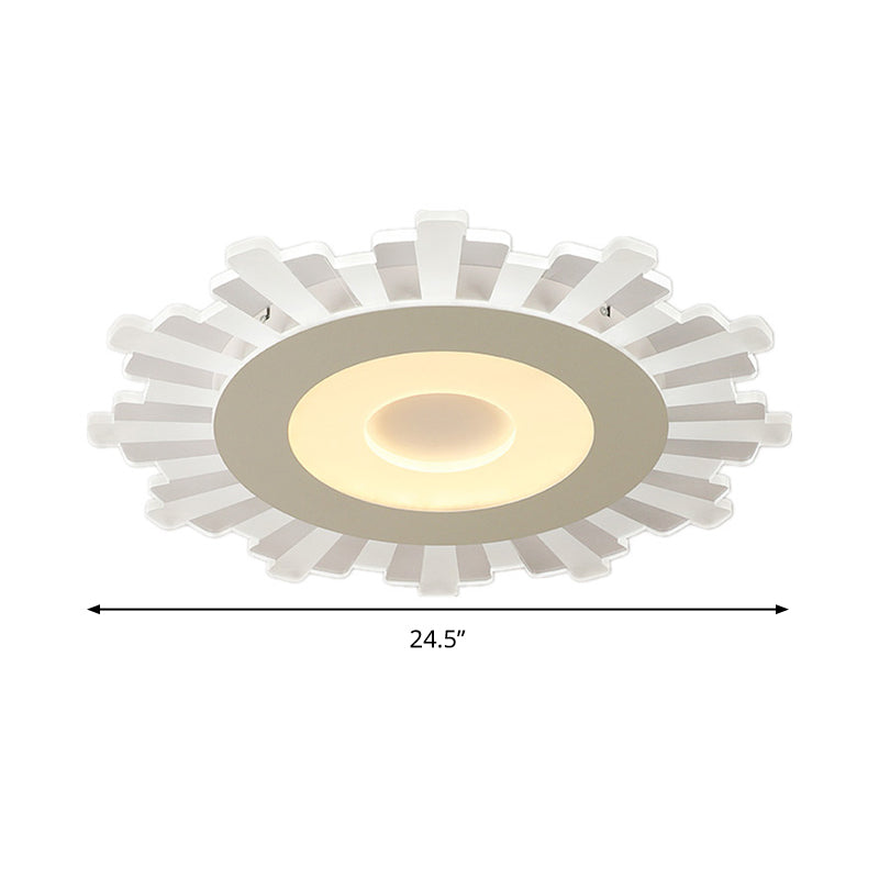 Minimalist Acrylic Sun Ceiling Light: Led Flush Mount 3 Light Options 16.5-24.5 Wide White Finish