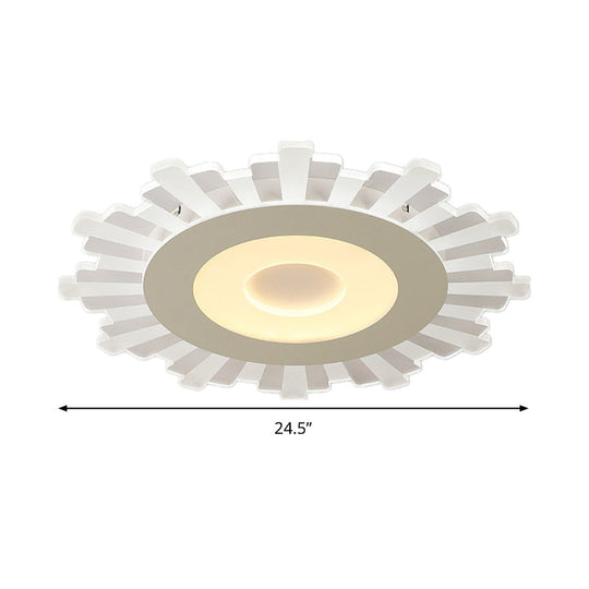 Minimalist Acrylic Sun Ceiling Light: Led Flush Mount 3 Light Options 16.5’ - 24.5’ Wide White