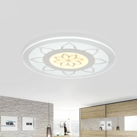 Modern Acrylic Lotus Flush Mount - 16.5’/20.5’ Wide Ceiling Lamp In Warm/White/3 Color Light