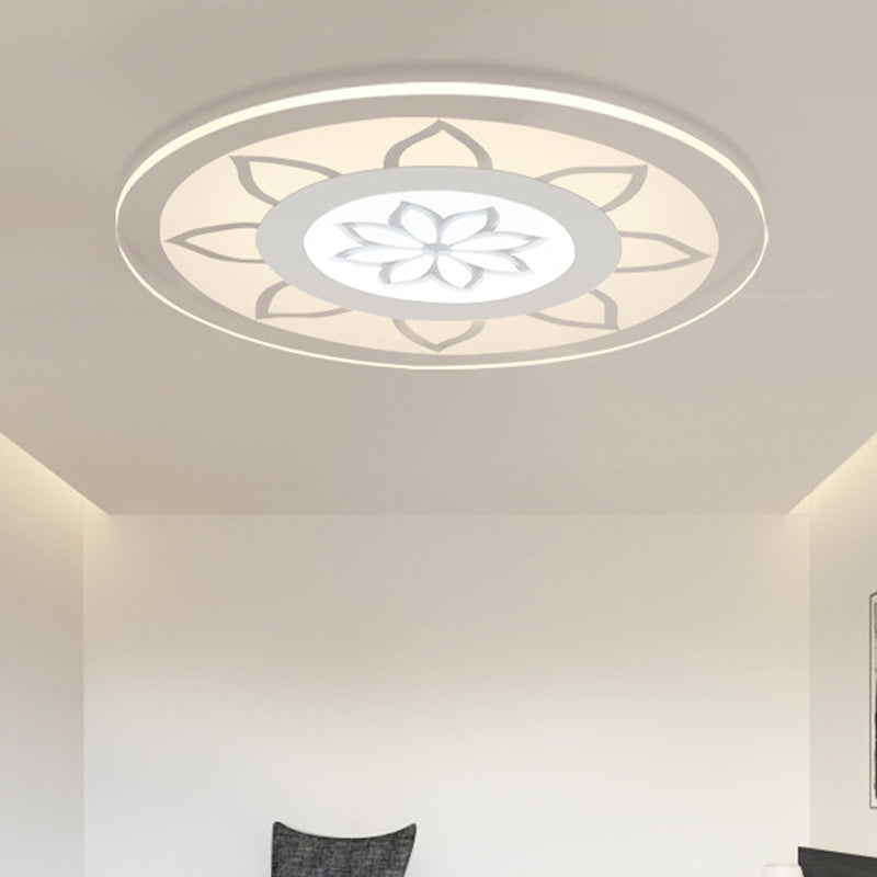 Modern Acrylic Lotus Flush Mount - 16.5/20.5 Wide Ceiling Lamp In Warm/White/3 Color Light For