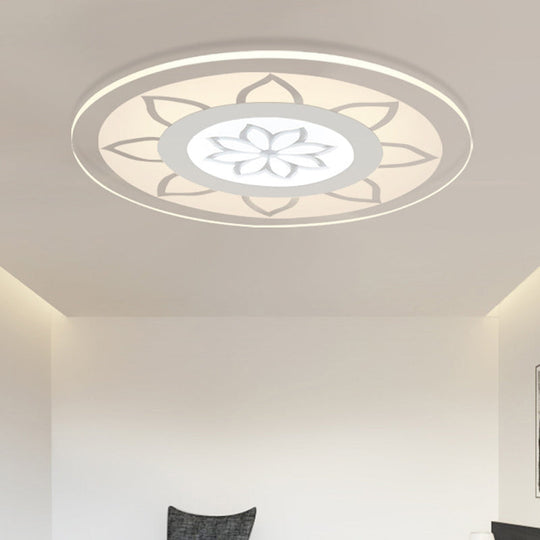 Modern Acrylic Lotus Flush Mount - 16.5/20.5 Wide Ceiling Lamp In Warm/White/3 Color Light For