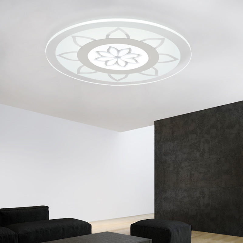 Modern Acrylic Lotus Flush Mount - 16.5/20.5 Wide Ceiling Lamp In Warm/White/3 Color Light For
