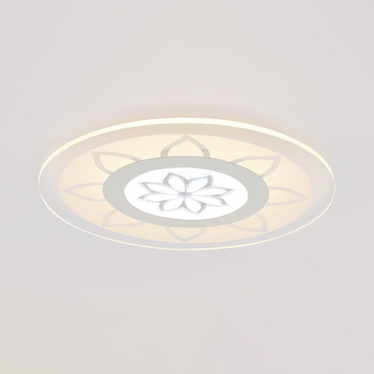 Modern Acrylic Lotus Flush Mount - 16.5/20.5 Wide Ceiling Lamp In Warm/White/3 Color Light For