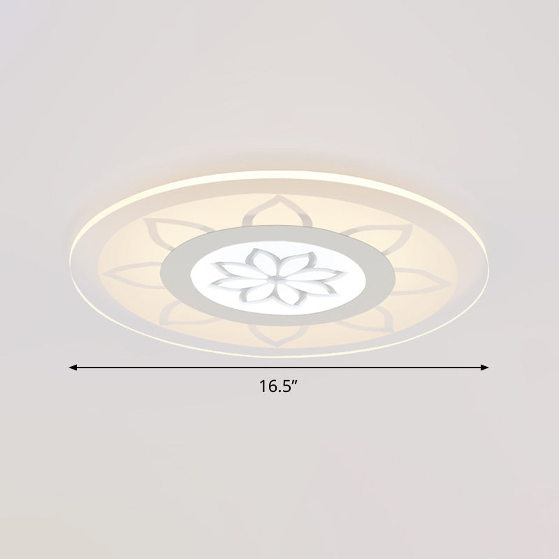 Modern Acrylic Lotus Flush Mount - 16.5/20.5 Wide Ceiling Lamp In Warm/White/3 Color Light For