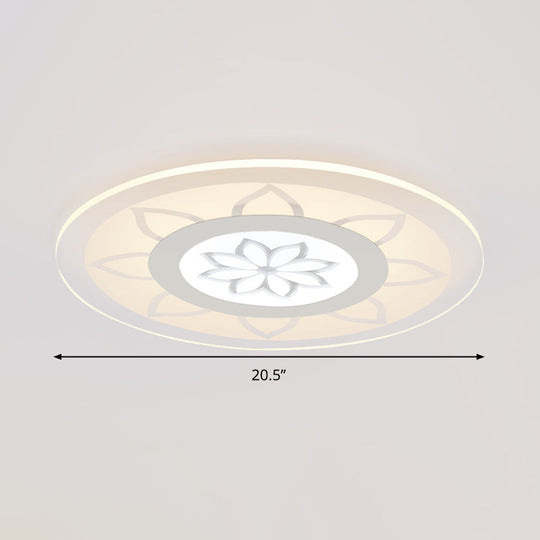Modern Acrylic Lotus Flush Mount - 16.5/20.5 Wide Ceiling Lamp In Warm/White/3 Color Light For