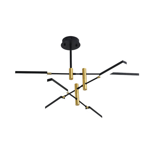 Contemporary Black/Gold Or White/Gold Acrylic Chandelier - Sputnik Ceiling Light (4/6-Light) Third
