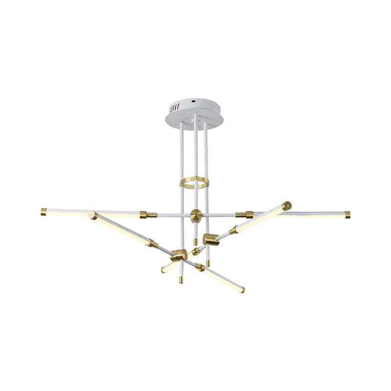 Modern Led Chandelier Light Acrylic 6-Light Ceiling Pendant - Black/Gold Or White/Gold