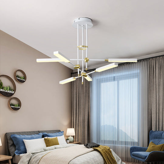 Modern Led Chandelier Light Acrylic 6-Light Ceiling Pendant - Black/Gold Or White/Gold White-Gold /