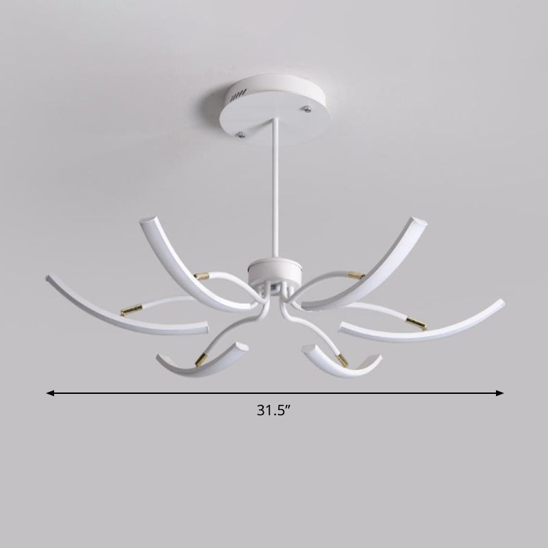 Sputnik Chandelier Light Fixture - Acrylic 6/10 Lights White Pendant In Warm/White