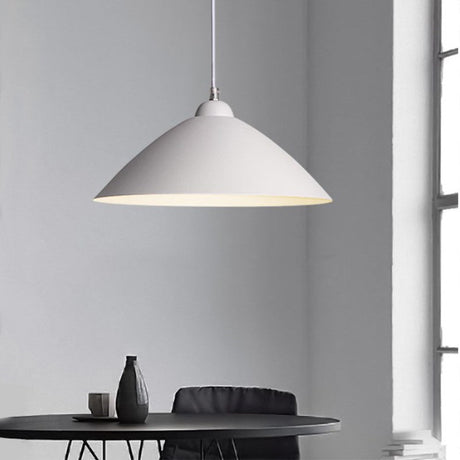 Contemporary Conical Metal Pendant 1-Light Pendulum Lamp For Dining Room In Black/White White