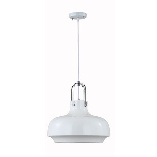 Modern Barn Metal Hanging Ceiling Light - 10/14 Wide Pendant Lighting Fixture In White/Pink