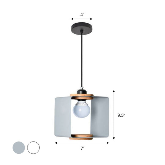 Contemporary Metal Drop Pendant Hanging Light Fixture For Dining Room - 1 Grey/White