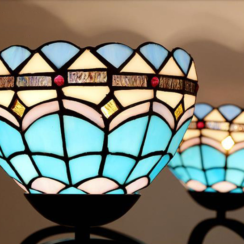 Dome Hanging Chandelier With Blue And Clear Glass Baroque Design - 3/6/8 Lights Perfect For Living