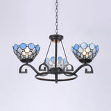 Dome Hanging Chandelier - Blue/Blue And Clear Glass Baroque Ceiling Pendant 3/6/8 Lights Perfect For
