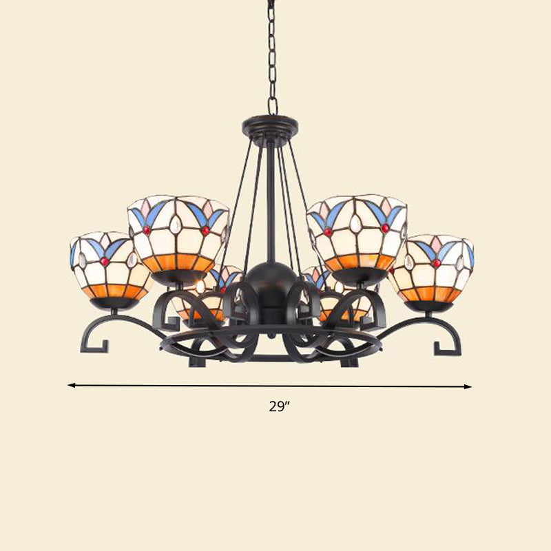 Glamorous Tiffany Chandelier With Frosted Glass Suspension And Multiple Sizes: 3 6 Or 8 Lights In