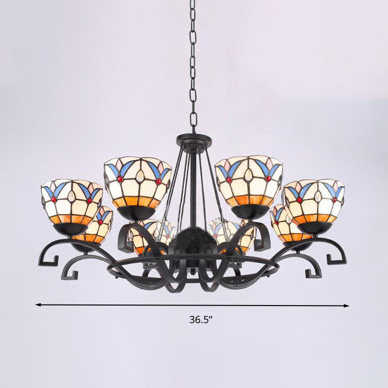 Glamorous Tiffany Chandelier With Frosted Glass Suspension And Multiple Sizes: 3 6 Or 8 Lights In