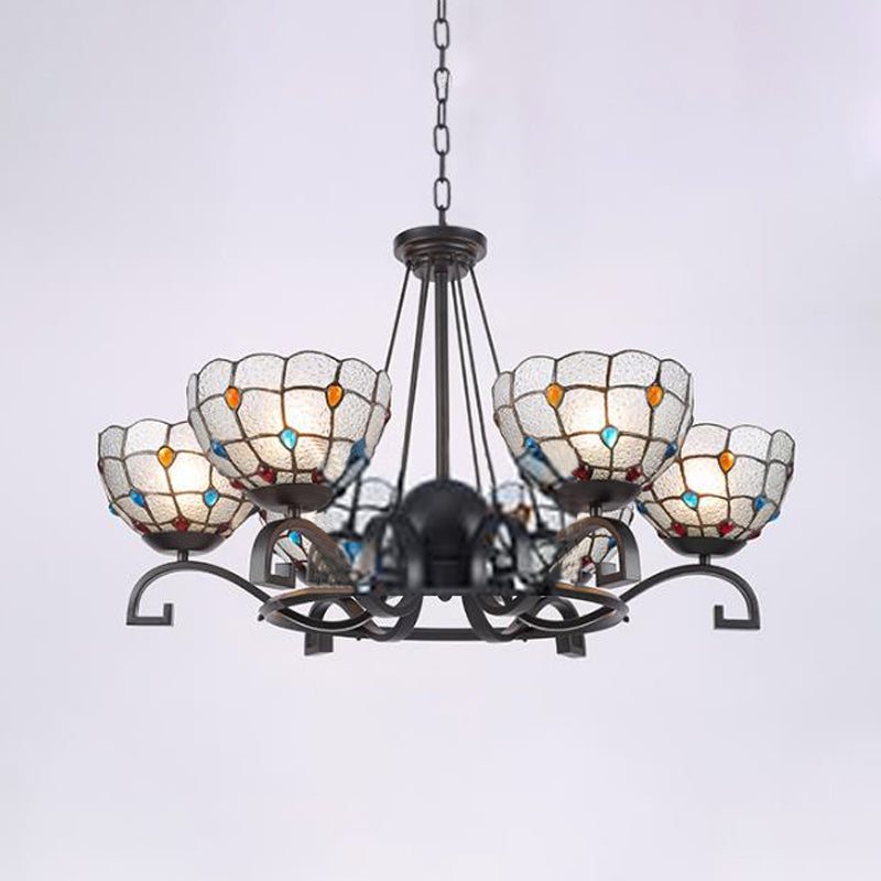 Glamorous Tiffany Chandelier With Frosted Glass Suspension And Multiple Sizes: 3 6 Or 8 Lights In