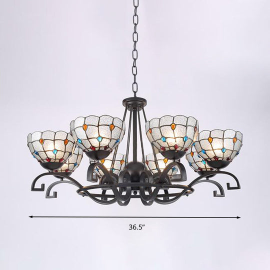 Glamorous Tiffany Chandelier With Frosted Glass Suspension And Multiple Sizes: 3 6 Or 8 Lights In