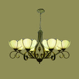 Scalloped Tiffany Chandelier Lamp - Yellow/Blue Stained Glass Fixture With 3/6/8 Lights 8 / Yellow