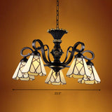 Yellow Glass Cone Chandelier Baroque Ceiling Suspension Lamp (5/6/8 Lights Black)