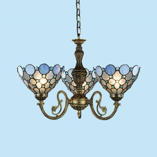 Bronze Beaded Chandelier Lamp - Antique Style 3/8/11 Lights Cut Glass Hanging Kit For Living Room 3