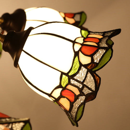 Viktorianischer Kronleuchter mit Blumenanhänger aus geschliffenem Glas in Bronze für das Wohnzimmer – 3/6/8 Lichter