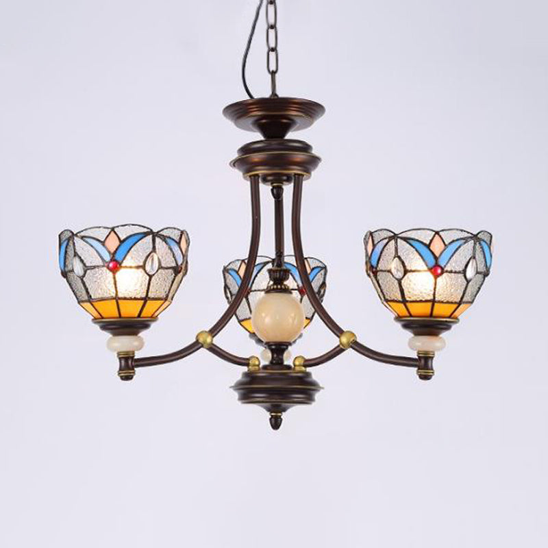 Mediterraner Glas-Kronleuchter mit gewölbten Schirmen – 3/5/8 Lichter