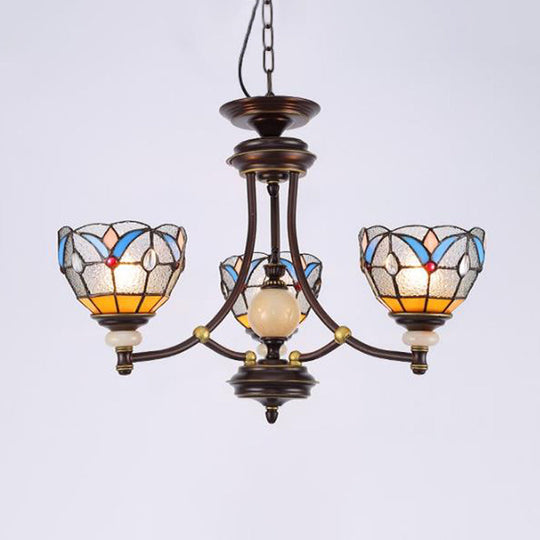 Mediterraner Glas-Kronleuchter mit gewölbten Schirmen – 3/5/8 Lichter