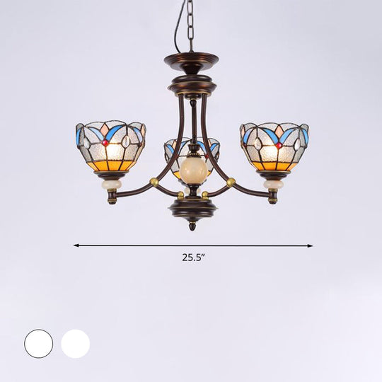 Mediterraner Glas-Kronleuchter mit gewölbten Schirmen – 3/5/8 Lichter