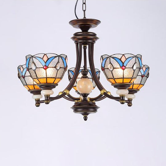 Mediterraner Glas-Kronleuchter mit gewölbten Schirmen – 3/5/8 Lichter