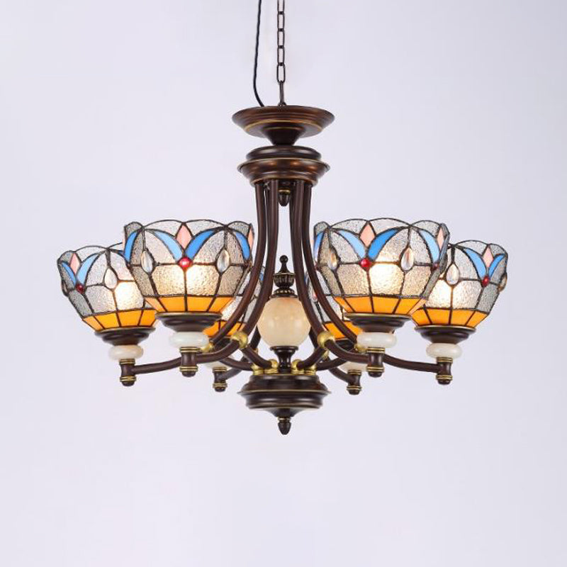 Mediterraner Glas-Kronleuchter mit gewölbten Schirmen – 3/5/8 Lichter