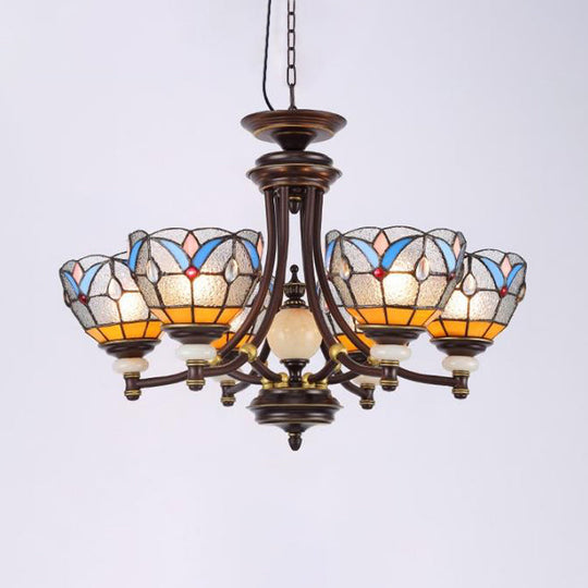 Mediterraner Glas-Kronleuchter mit gewölbten Schirmen – 3/5/8 Lichter