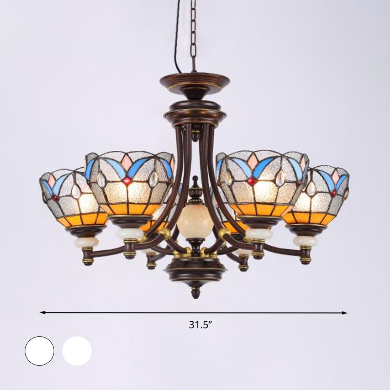 Mediterraner Glas-Kronleuchter mit gewölbten Schirmen – 3/5/8 Lichter