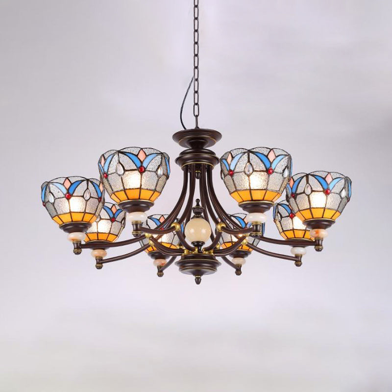 Mediterraner Glas-Kronleuchter mit gewölbten Schirmen – 3/5/8 Lichter