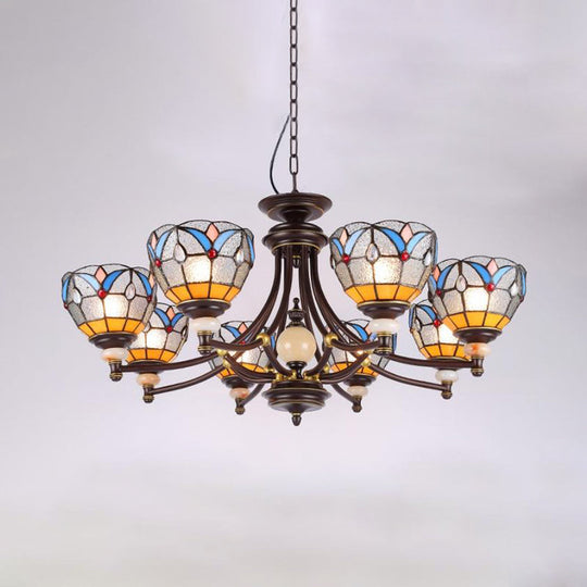 Mediterraner Glas-Kronleuchter mit gewölbten Schirmen – 3/5/8 Lichter
