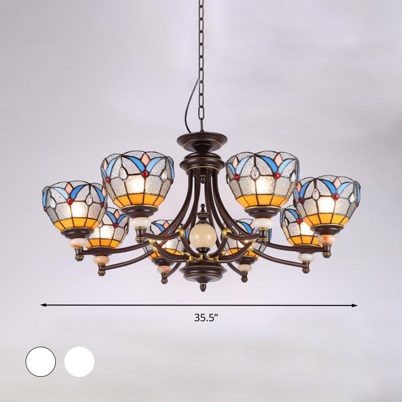 Mediterraner Glas-Kronleuchter mit gewölbten Schirmen – 3/5/8 Lichter