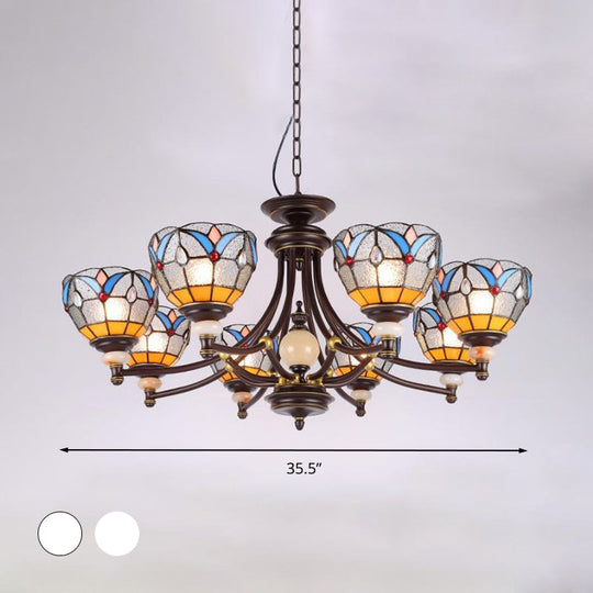 Mediterraner Glas-Kronleuchter mit gewölbten Schirmen – 3/5/8 Lichter