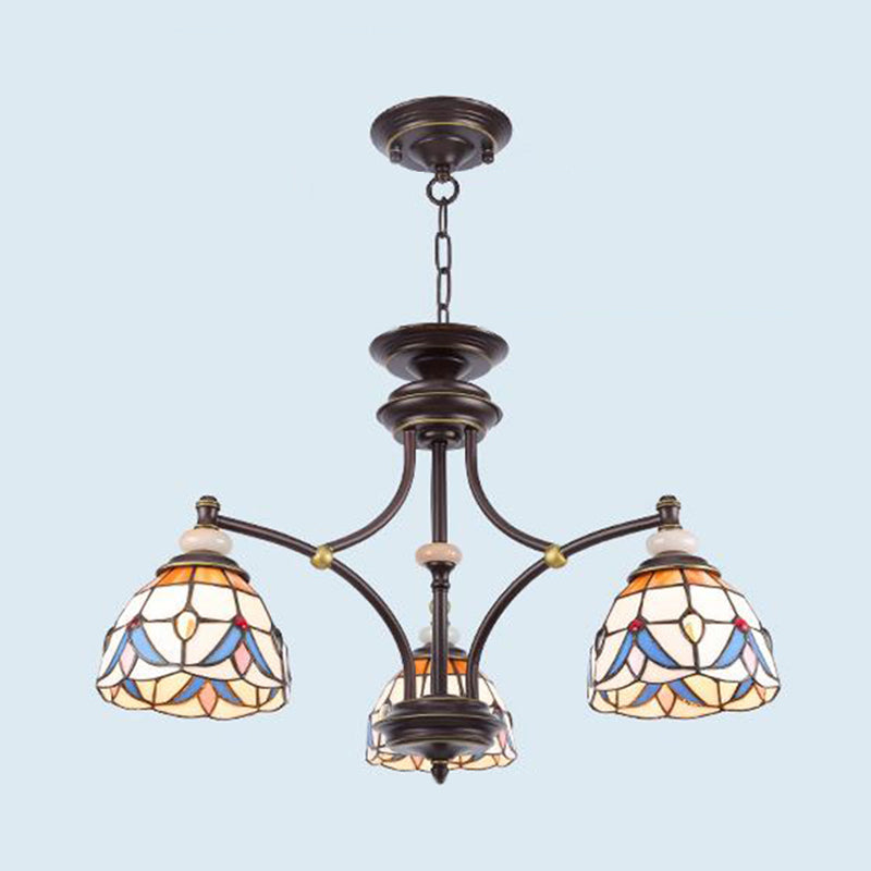 Mediterraner Glas-Kronleuchter mit gewölbten Schirmen – 3/5/8 Lichter