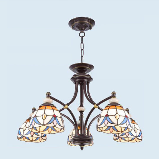 Mediterraner Glas-Kronleuchter mit gewölbten Schirmen – 3/5/8 Lichter