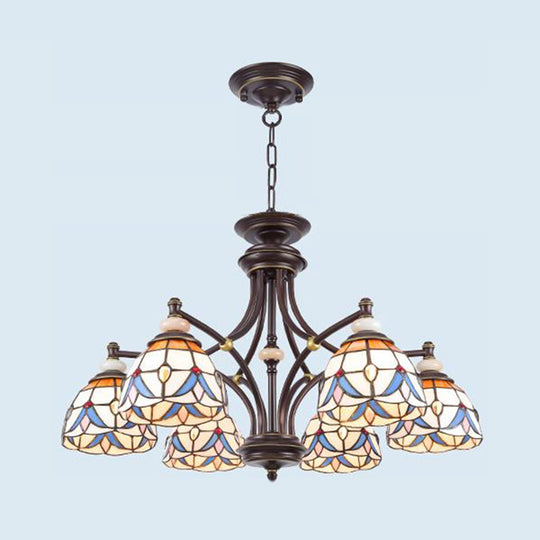 Mediterraner Glas-Kronleuchter mit gewölbten Schirmen – 3/5/8 Lichter