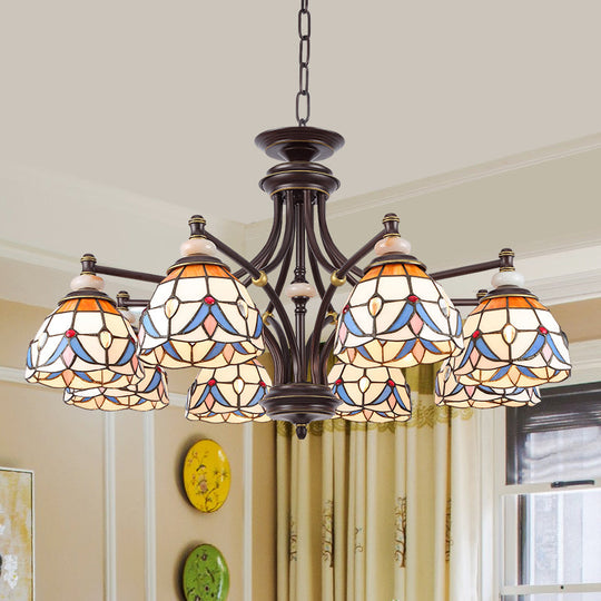 Mediterraner Glas-Kronleuchter mit gewölbten Schirmen – 3/5/8 Lichter