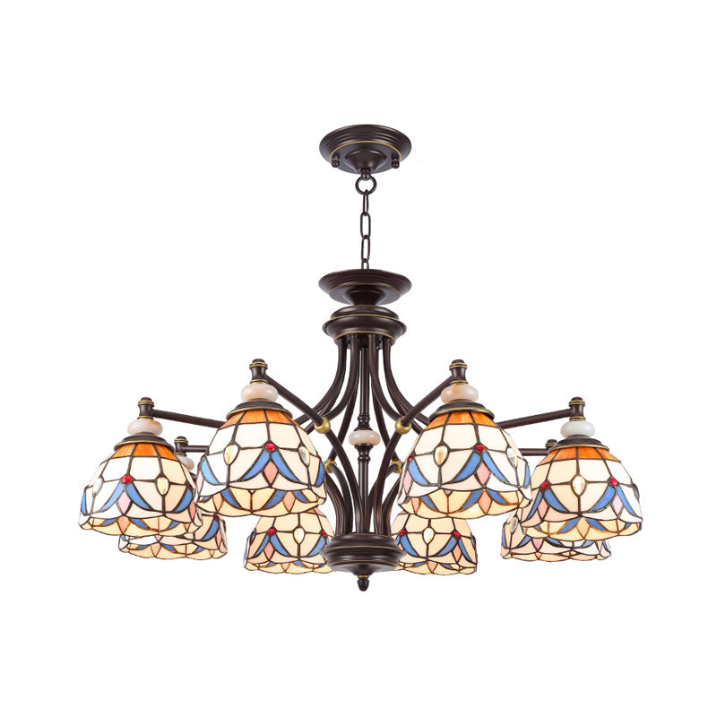 Mediterraner Glas-Kronleuchter mit gewölbten Schirmen – 3/5/8 Lichter