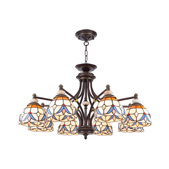 Mediterraner Glas-Kronleuchter mit gewölbten Schirmen – 3/5/8 Lichter